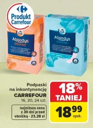 Podpaski na inkontynencję Carrefour Absodys Discreet 16 szt.
