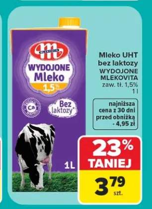 Mleko UHT bez laktozy Mlekovita Wydojone