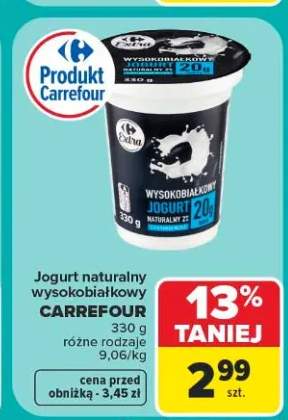 Jogurt naturalny wysokobiałkowy Carrefour Extra