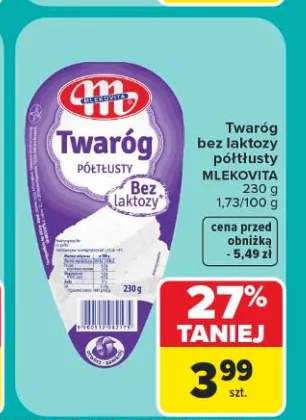 Twaróg bez laktozy półtłusty Mlekovita