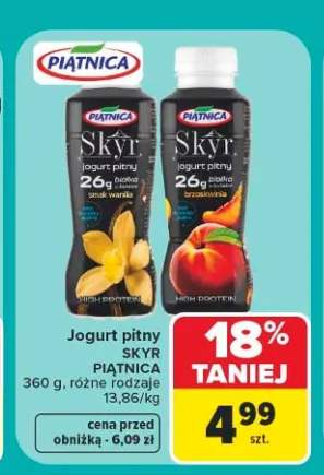 Jogurt pitny Skyr Piątnica smak wanilia +1 wariant