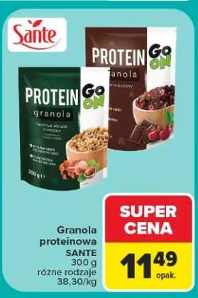 Granola proteinowa Sante Go On orzech laskowy migdał czekolada +1 wariant