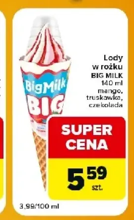 Lody w rożku Big Milk czekolada +2 warianty