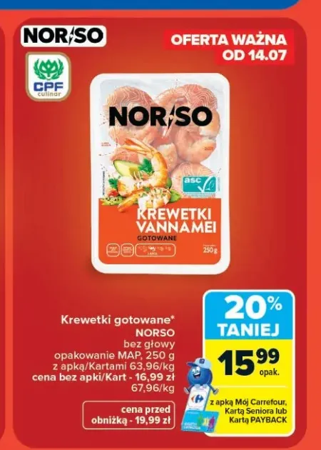 Krewetki gotowane Norso bez głowy