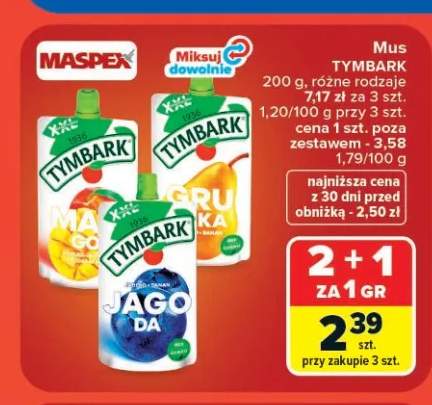 Mus Tymbark mango banan +2 warianty
