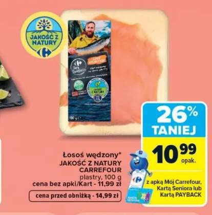 Łosoś wędzony Jakość z Natury Carrefour plastry
