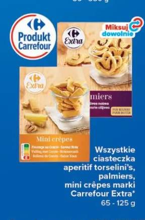 Wszystkie ciasteczka aperitif torselini's, palmiers, mini crêpes marki Carrefour Extra +3 warianty