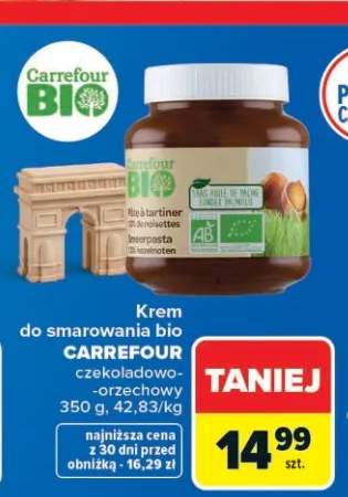 Krem do smarowania bio Carrefour czekoladowo-orzechowy