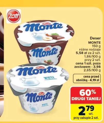 Deser czekoladowo-orzechowy Zott Monte +1 wariant