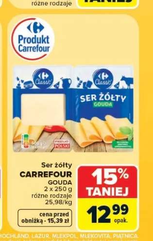 Ser żółty Gouda Carrefour Classic 2-pak
