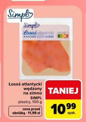 Łosoś atlantycki wędzony na zimno plastry Simpl
