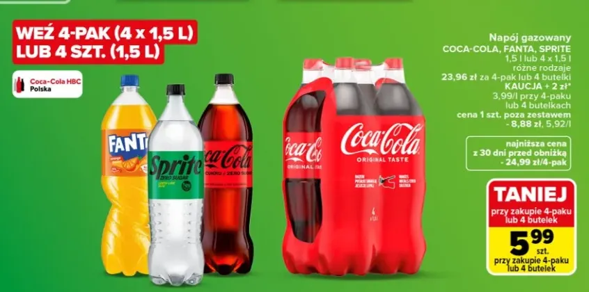 Napój gazowany Coca-Cola Original Taste 4-pak +4 warianty