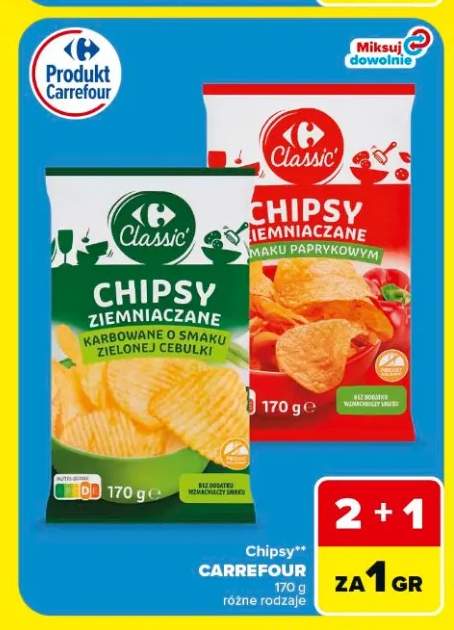 Chipsy ziemniaczane Carrefour Classic o smaku paprykowym +1 wariant