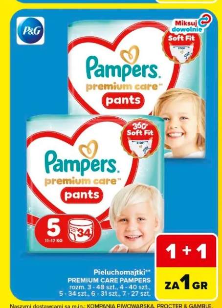 Pieluchomajtki Pampers Premium Care Pants rozm. 7 +4 warianty