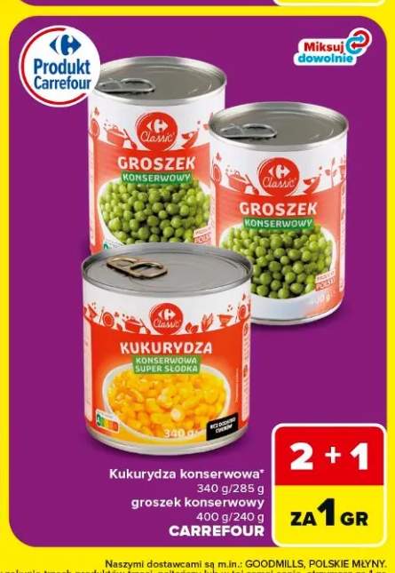 Kukurydza konserwowa Carrefour Classic +1 wariant