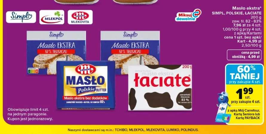 Masło ekstra Łaciate +2 warianty
