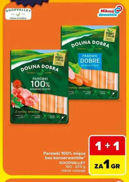 Parówki z szynki 100% Dolina Dobra +1 wariant
