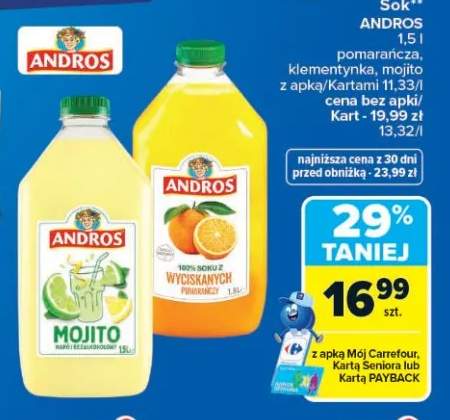 Sok pomarańcza Andros +2 warianty