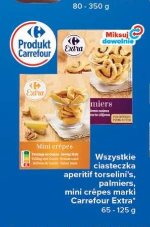 Ciasteczka aperitif torselini's, palmiers, mini crêpes marki Carrefour Extra +3 warianty