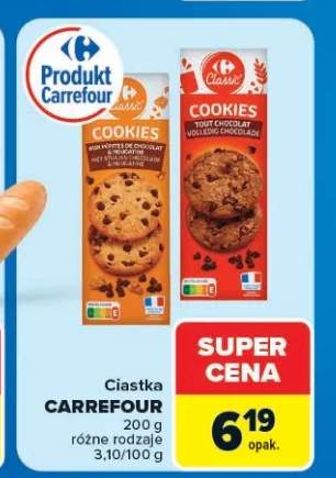 Ciastka Cookies z kawałkami czekolady Carrefour +1 wariant