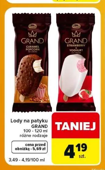 Lody na patyku Grand Caramel Popcorn Koral +1 wariant