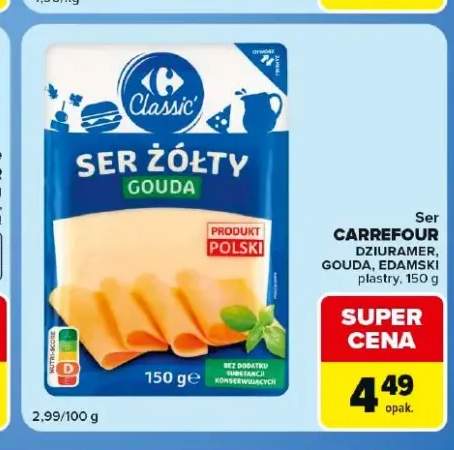 Ser Edamski plastry Carrefour Classic +1 wariant