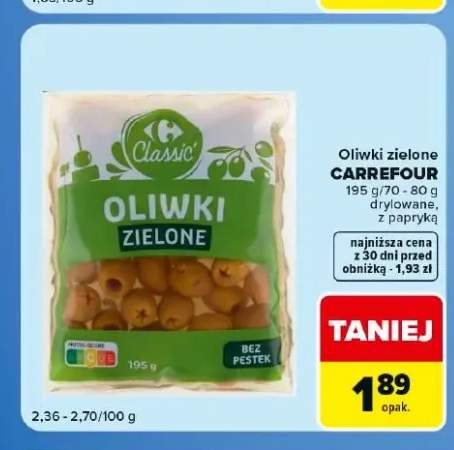 Oliwki zielone z papryką Carrefour Classic +1 wariant