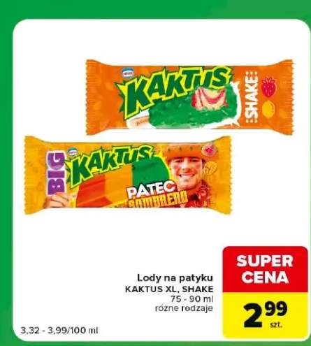 Lody na patyku Kaktus Shake +1 wariant