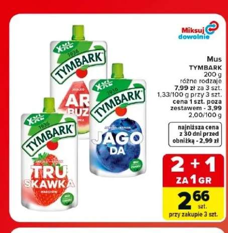 Mus jabłko banan jagoda Tymbark +2 warianty