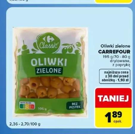 Oliwki zielone z papryką Carrefour Classic +1 wariant