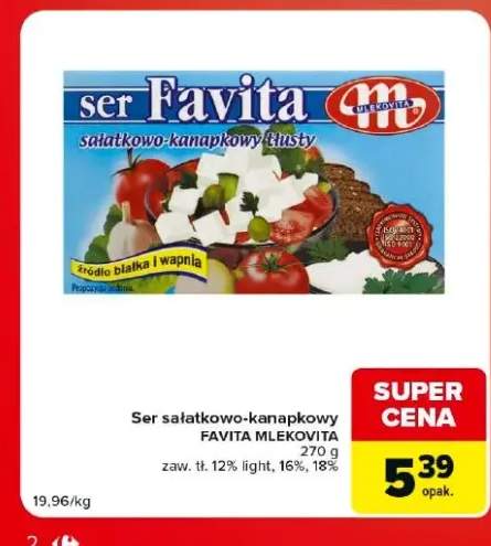 Ser sałatkowo-kanapkowy Mlekovita Favita 18% +1 wariant