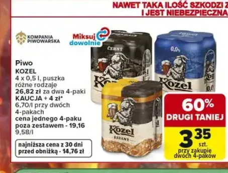 Piwo bezalkoholowe Kozel 4-pak +1 wariant