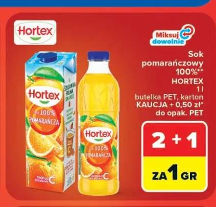 Sok pomarańczowy 100% Hortex karton +1 wariant