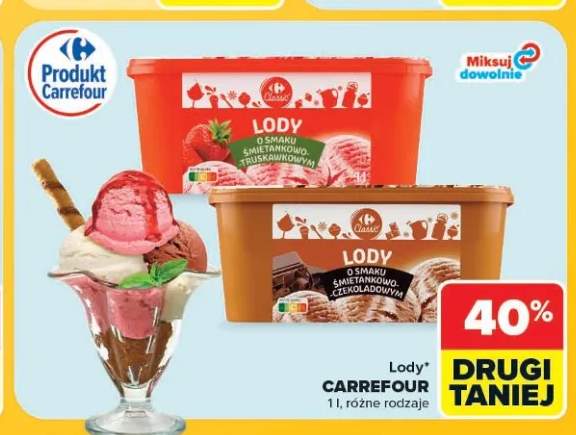 Lody śmietankowo-truskawkowe Carrefour +1 wariant
