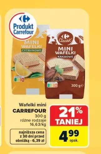 Wafelki mini Carrefour cytrynowe +1 wariant