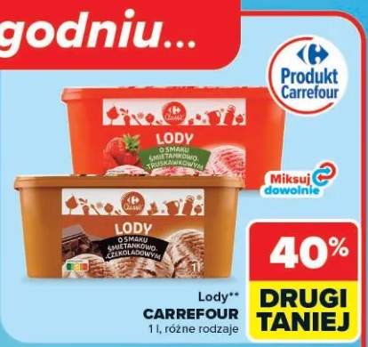 Lody o smaku śmietankowo-truskawkowym Carrefour Classic +1 wariant