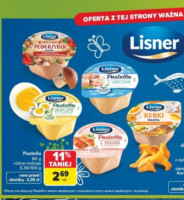 Pasta jajeczna Pastella Lisner z grzybami i pieczoną papryką +4 warianty