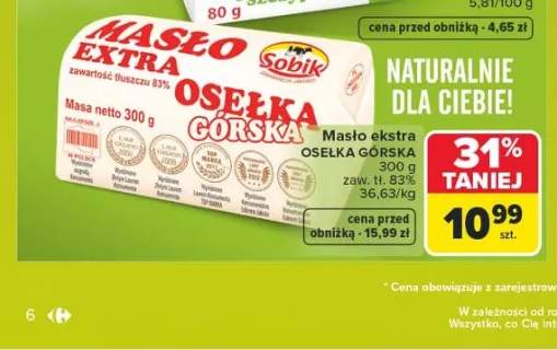 Masło ekstra Sobik Osełka Górska