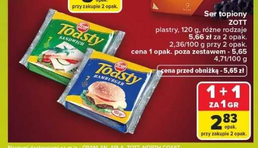 Ser topiony Zott Toasty Sandwich plastry