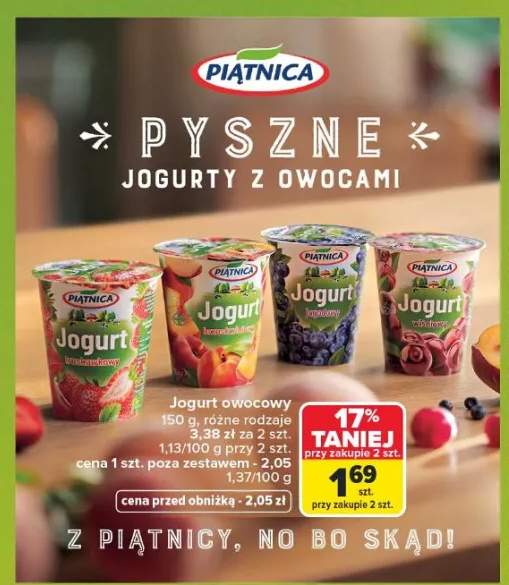 Jogurt owocowy Piątnica jagodowy +1 wariant