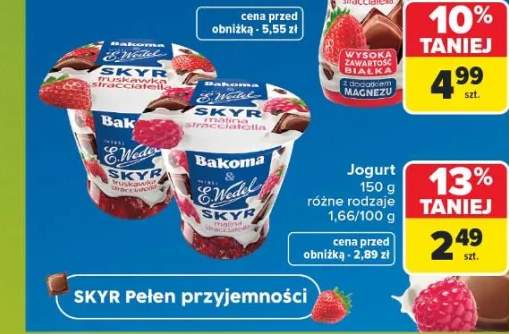 Jogurt Skyr Bakoma & E.Wedel truskawka stracciatella +1 wariant