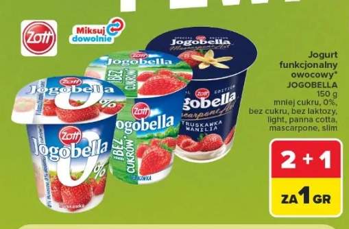Jogurt owocowy Zott Jogobella 0% +5 wariantów