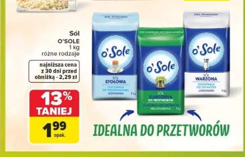 Sól stołowa jodowana O'Sole +1 wariant