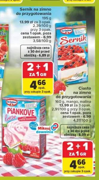 Sernik na zimno do przygotowania Dr. Oetker +1 wariant