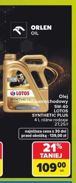 Olej samochodowy Lotos Synthetic Plus 5W-40