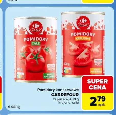 Pomidory konserwowe całe Carrefour Classic +1 wariant