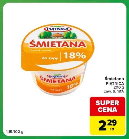 Śmietana Piątnica 18%