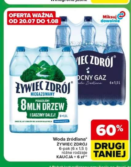 Woda źródlana Żywiec Zdrój mocny gaz 6-pak +1 wariant
