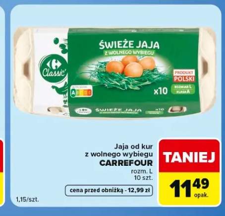 Jaja od kur z wolnego wybiegu Carrefour Classic rozm. L