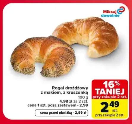 Rogal drożdżowy z kruszonką +1 wariant